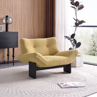 Fauteuil individuel en velours style Wabi-Sabi, moderne, en bois massif, ergonomique, écologique, fait main, pour hôtel, salon, bar, club, réception