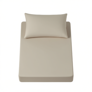 VIANNEY HOME SHEETS Parure de draps en jersey doux couleur amande, double, 212x255 cm, drap-housse et drap plat, hypoallergénique, teint uni, literie pour la maison - Product Image 1