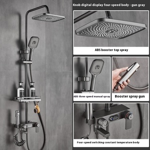 Hiển thị kỹ thuật số thác nước phòng tắm vòi sen hệ thống treo tường thông minh nhiệt lượng mưa massage khách sạn vòi hoa sen đặt với kệ - Product Image 4