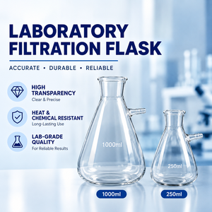 Fiole filtrante en verre borosilicaté, fiole de filtration sous vide à bras latéral, fiole Erlenmeyer pour filtration sous vide en laboratoire - Product Image 1