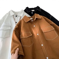 Chemise décontractée vintage à manches courtes pour homme, nouvelle collection printemps 2025, imprimé anti-plis, respirante, anti-rétrécissement, en coton et bambou