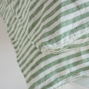 <span class=keywords><strong>Federa</strong></span> di lusso lavata a mano personalizzata <span class=keywords><strong>50x70</strong></span> set biancheria in lino 100% europea striscia verde - Product Image 4