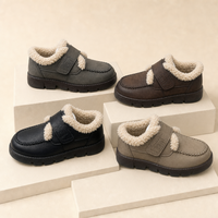 Chaussures basses décontractées pour femmes à col en polaire, à lacets, à semelle épaisse, bout rond, avec surpiqûres apparentes, 4 couleurs disponibles