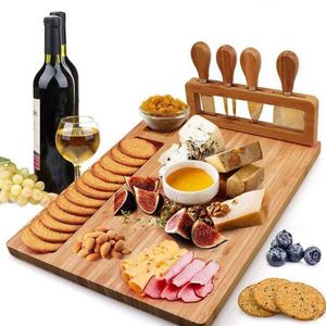 Tabla de Cortar Rectangular de Bambú Sostenible y Juego de Tabla para Queso, Utensilio de Cocina con Cuchillo, Combinación Ecológica de Tabla y Cuchillo - Product Image 4