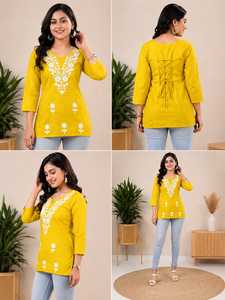 Tunique décontractée en coton noir brodée de fleurs, style coréen et japonais, col en V, manches trois quarts, coupe ample, pour femme, idéale pour le quotidien et les activités de plein air - Product Image 2