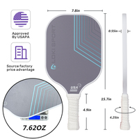 Ensemble de raquettes de pickleball personnalisables avec motif bleu dégradé Loki approuvé par l'USAPA avec 4 raquettes de pickleball en fibre de carbone