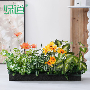 Composition florale artificielle Greenway pour jardinière, 30cm-100cm, décoration paysagère bionique, fleurs en plastique et soie - Product Image 2