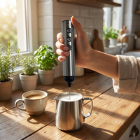 Espumador de Leche Portátil Automático de Acero Inoxidable, Diseño Minimalista Ecológico, Mini Batidor de Café Manual