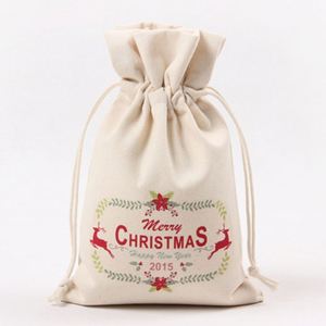 Heavy Duty Eco-Friendly Reusable Cotton <b>Drawstring</b> <b>Pouch</b> Custom Logo Gift Bag with Natural Color Letter Pattern for Promotion - Product Image 2
