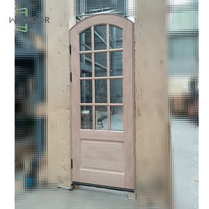 カスタム未完成無垢材外装ラウンドアーチドアガラスパネル付き木製ルームアーチ型ホワイトオーク - Product Image 4