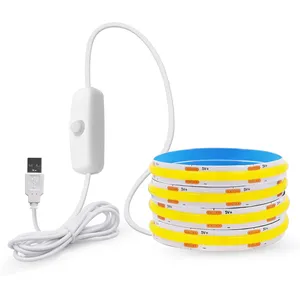 5V COB <span class=keywords><strong>LED</strong></span> <span class=keywords><strong>Strip</strong></span> ánh sáng 320LED/M cảm biến cảm ứng Dimmable USB linh hoạt <span class=keywords><strong>LED</strong></span> Ribbon băng dính DIY gương TV đèn nền ánh sáng ban đêm - Product Image 3
