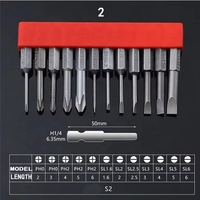 Juego de 12 puntas magnéticas para destornillador de vástago hexagonal de 1/4 pulgadas, estuche rígido, acero S2 OEM, herramienta manual para tornillos Torx, estrella y estriados