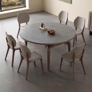 Table à manger extensible compacte en pierre frittée ronde effet marbre ardoise <span class=keywords><strong>pour</strong></span> les petites maisons Moderne Minimaliste <span class=keywords><strong>Plaque</strong></span> à <span class=keywords><strong>induction</strong></span> - Product Image 1