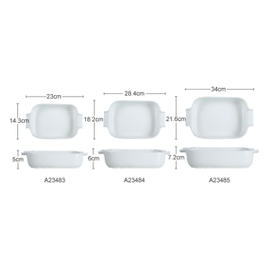 WEIYE <strong>2025</strong> <strong>New</strong> Arrival Rectangular Durable Porcelain <strong>Baking</strong> Pan White Ceramic <strong>Baking</strong> <strong>Tray</strong> With Handle