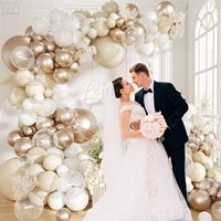 TLX Kit de Guirlande Arche de Ballons Blancs et Dorés pour Fêtes de 15 Ans, Fournisseur de Solutions, Ensemble de Ballons pour Décorations d'Anniversaire et de Mariage