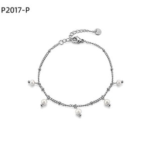 เอมี่ เอมี่สร้อยข้อมือมุกเงิน 925 ชุบโรเดียม มุกเทียมสีขาว โซ่เชื่อมแบบมินิมอล สำหรับผู้หญิง สวมใส่ได้ทุกวัน - Product Image 1