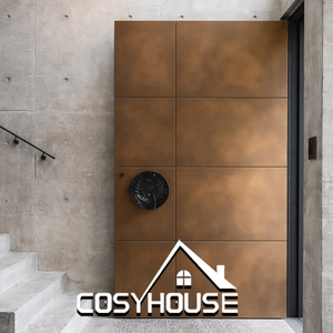 Puerta <span class=keywords><strong>de</strong></span> Entrada Moderna <span class=keywords><strong>de</strong></span> Aluminio Negro con Paneles <span class=keywords><strong>de</strong></span> Vidrio Esmerilado, Puerta <span class=keywords><strong>Exterior</strong></span> Frontal para Casa Residencial - Product Image 5