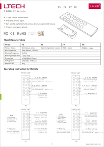 12-<span class=keywords><strong>key</strong></span> 4-Zone điều khiển từ xa RF không dây điều khiển từ xa <span class=keywords><strong>LED</strong></span> Nhiệt độ màu điều khiển từ xa F6 - Product Image 4