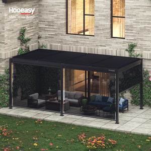 Hooeasy calidad superior al aire libre Manual persiana techo puerta corredera aluminio moderno bioclimático <span class=keywords><strong>invierno</strong></span> pérgola a prueba de nieve - Product Image 4