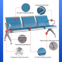 Chaise en métal durable à 4 places avec assise en PU et accoudoirs en fer, idéale pour banques, bureaux et réceptions, résistante à l'eau, fabriquée par le producteur