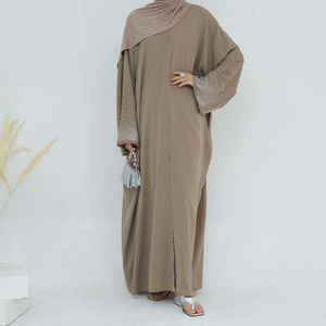 Vestido Abaya Musulmán de Lujo de Dubái, de Poliéster Transpirable, de una Pieza, con Mangas con Cuentas, Personalizado, Modesto, con Pedrería, Elegante para Fiestas - Product Image 3