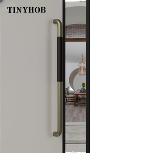 Tinyhobモダンミニマリスト無垢材ステンレス鋼ブロンズドアハンドルラウンドチューブ会議室フレームガラスドアハンドル - Product Image 2