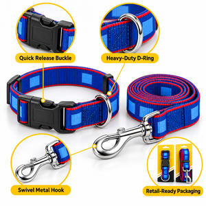 Colliers pour chiens et animaux de compagnie de luxe, tactiques, réfléchissants, personnalisables avec logo imprimé, à boucle métallique réglable, épais, larges et de grande taille, pour l'entraînement - Product Image 6