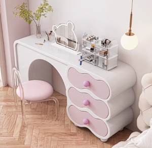 Coiffeuse en bois massif laqué, pour chambre à coucher, style moderne et épuré pour petit appartement, coiffeuse de chevet - Product Image 3