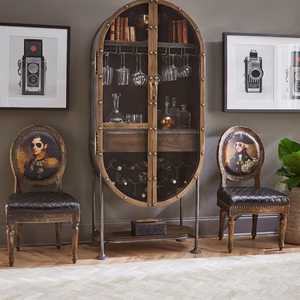 Italian Luxury <strong>Retro</strong> Glass Wine Cabinet Stainless Steel <strong>Sideboard</strong> for Home Furniture Simple Wall Display Cabinet for Household - Product Image 5