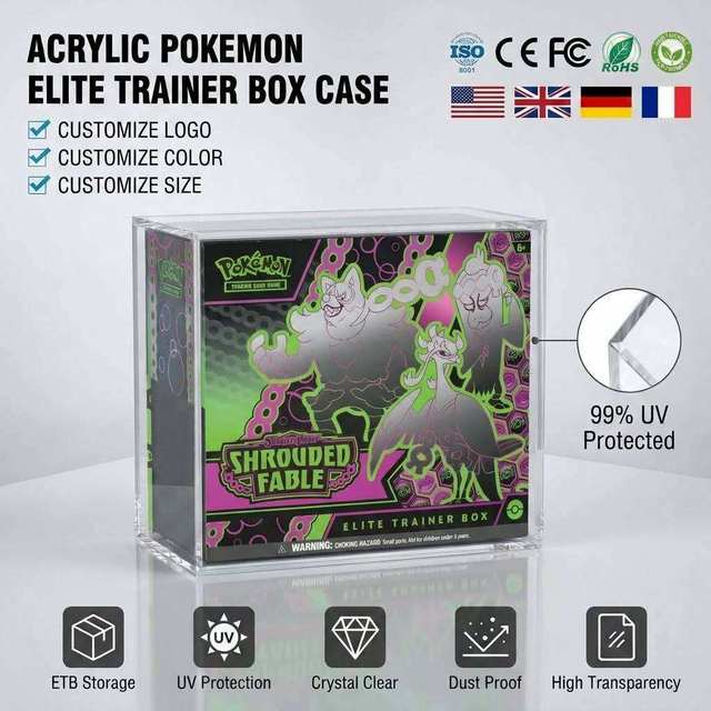 Dust Proof Acrylic Display Case UV Block Precise Inner Size Protective Box for Trading Card Box Collector Storage