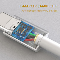 Kabel USB C ke C 100W PD Pengisian Cepat, Kabel Data Kompatibel E-Marker, Kabel Gaya Flow ABS untuk Smartphone, Tablet, Laptop