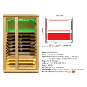 Sauna Seca de Infrarrojos para 2 Personas, Terapia de Luz Roja, Sauna Interior de Infrarrojos - Product Image 4