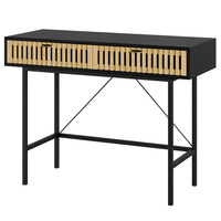 Bois d'ingénierie Fer Deux Portes Noir Armoire Media Console TV Table avec Étagère Ouverte