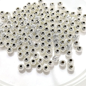 JS1683 оптовая продажа 8 мм Прямые гофрированные латунные бусины 18K позолоченные Арбузные бусины - Product Image 5