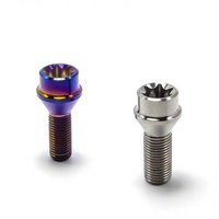 Boulon de moyeu de roue en titane M12/m14x1.5x28-45mm Douille Torx Siège conique à 60 degrés Boulon de roue forgé Finition anodisée