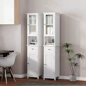 Morden Cheap <strong>Tall</strong> White <strong>Free</strong> <strong>Standing</strong> Floor Waterproof Space Saving <strong>Bathroom</strong> Cupboard Storage <strong>Cabinet</strong> for Washroom - Product Image 1