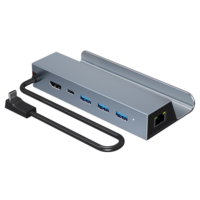 6 in 1 4K 100m Ethernet USB 3.0 C Hub Dock Station with Stand for Steam Deck