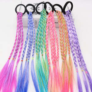 All'ingrosso per bambini parrucca Color arcobaleno trecce testa di corda per capelli per bambini accessori per capelli intrecciati parrucche - Product Image 2