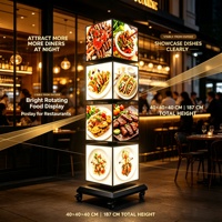 Afficheur publicitaire rotatif à 4 niveaux en forme de cube, panneau d'affichage extérieur autoportant, affichage LED mobile pour la promotion des restaurants