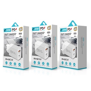شاحن شحن سريع <span class=keywords><strong>USB</strong></span> مزدوج 20 واط ، محول هاتف 20 واط ، شاحن جداري QC ، شاحن لنا الاتحاد الأوروبي والمملكة المتحدة - Product Image 1