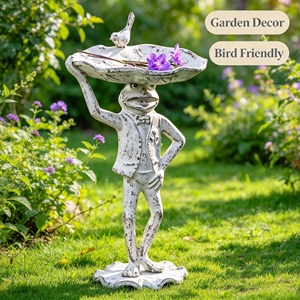 Abreuvoir pour oiseaux en fonte robuste de style vintage en forme de grenouille, mangeoire pour oiseaux <span class=keywords><strong>sauvages</strong></span>, abreuvoir pour oiseaux pour la décoration de <span class=keywords><strong>jardin</strong></span>, cour et patio extérieurs - Product Image 2
