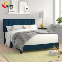 Lit double moderne rembourré, meubles en bois sur mesure, ensemble de meubles de chambre à coucher en tissu