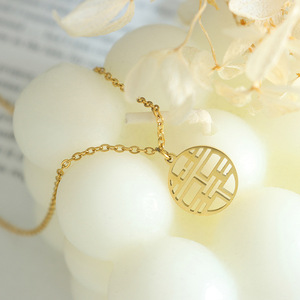 Vòng Cổ <span class=keywords><strong>Fu</strong></span> Chữ Nhân Vật Trung Quốc Vòng Cổ May Mắn Bằng Thép Không Gỉ Vòng Cổ Chúc Phúc <span class=keywords><strong>Fu</strong></span> Hạnh Phúc Vàng 18K Cho Nam Nữ - Product Image 4