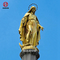 Statue de la Vierge Marie en métal, bronze et or, personnalisée en gros pour la décoration extérieure