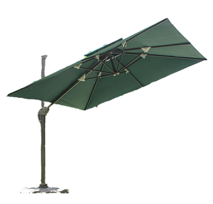 Moderno Aluminio Exterior Solar LED Paraguas 1,5 m Inclinación Playa Base Incluida Plegable Impermeable Tela Muebles de Exterior para Jardín - Product Image 1