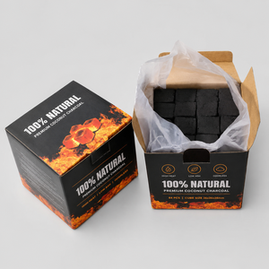 Charbon à chicha naturel en coquille de noix de coco, cube de 26 mm, 1 kg, faible teneur en cendres, longue durée de combustion, charbon à chicha OEM, boîte personnalisée, vente en gros - Product Image 4