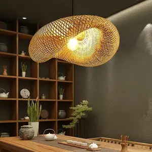 创意藤吊灯手工制作高品质编织灯木质竹吊灯装饰照明