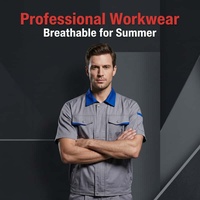 Uniforme de travail pour hommes en polyester respirant avec col contrastant, idéal pour l'entretien en usine, logo personnalisé accepté, fabriqué en Chine