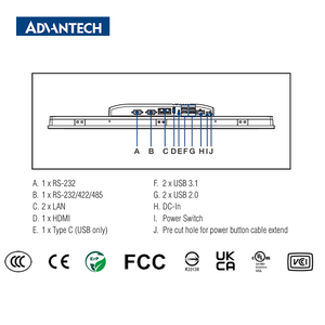 คอมพิวเตอร์อุตสาหกรรม Advantech PPC-321W EHL ขนาด 21.5 นิ้ว มาตรฐาน IP67 หน้าจอสัมผัสแบบ Capacitive  ซีพียู J6412 2.0GHz 2.5GbE HDMI M.2 พร้อมโซลูชัน HMI - Product Image 2