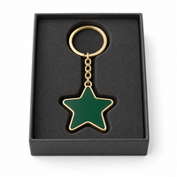 Porte-clés en métal plaqué avec logo personnalisé, boîte cadeau étoile verte, vente en gros, souvenir promotionnel, fournisseur en gros, fabricant de porte-clés